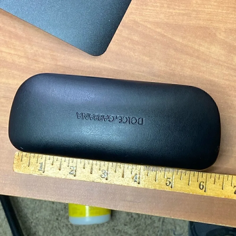 Dolce & Gabbana Black clamshell glasses case with black felt lining